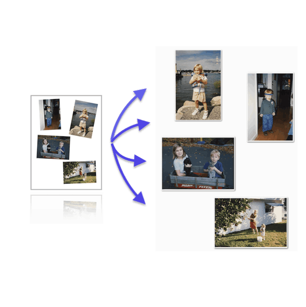 AutoCropper automatically detects and crops multiple photos from scanned images