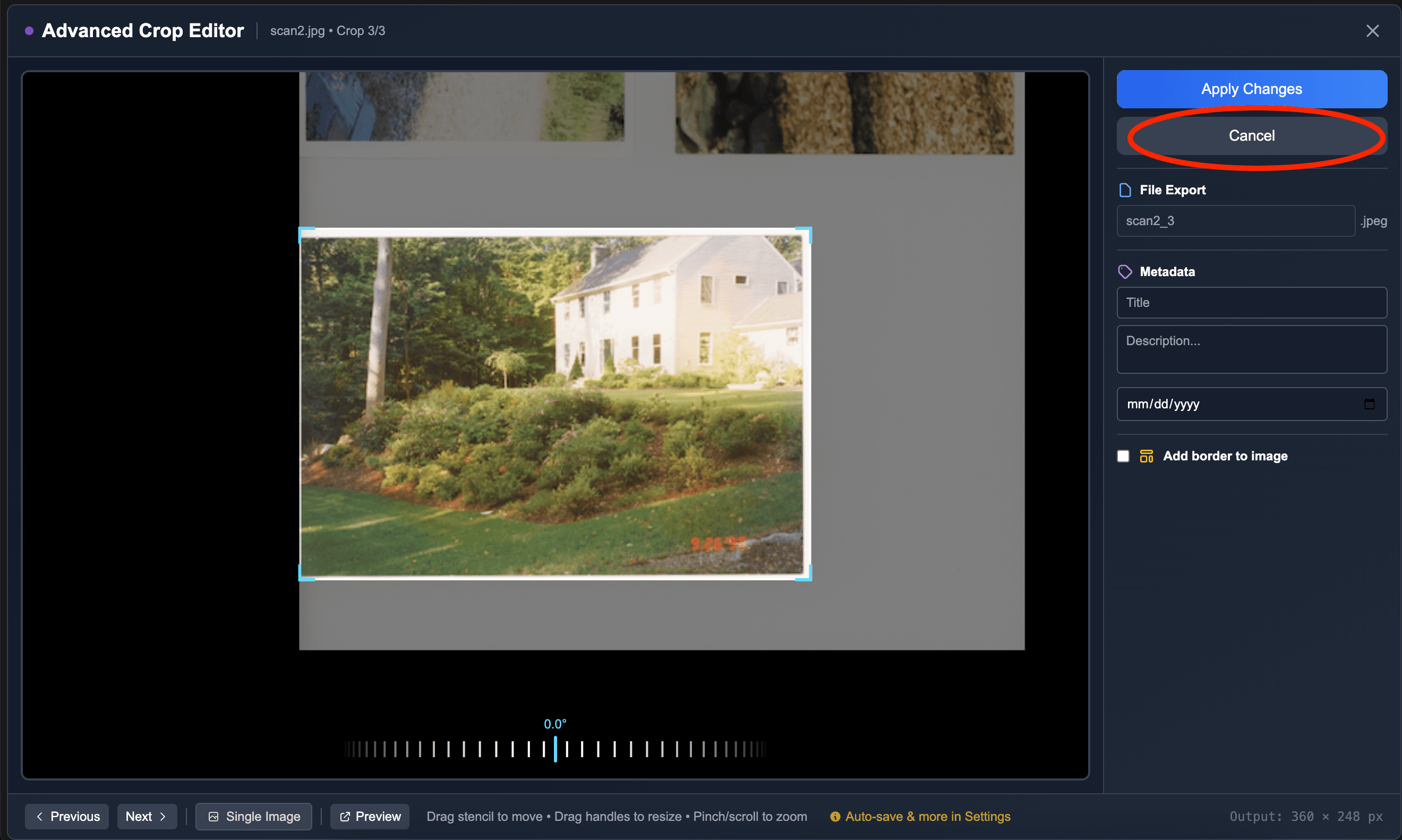 Reverts any changes made in the Advanced Editor
