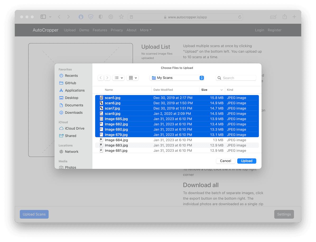 Uploading images to AutoCropper