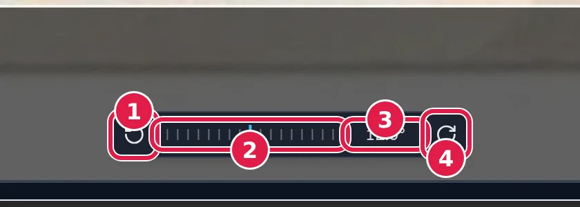 The rotation pill in the editor: a rotate left button, the Tilt strip, the angle readout and a rotate right button