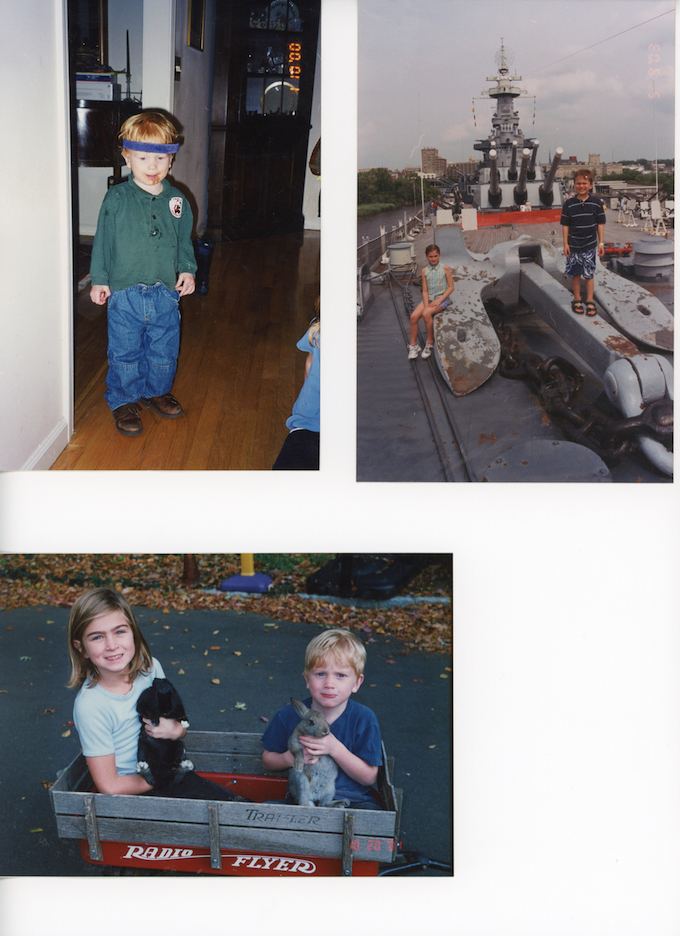 Scanned page with three photos being automatically detected, cropped and straightened
